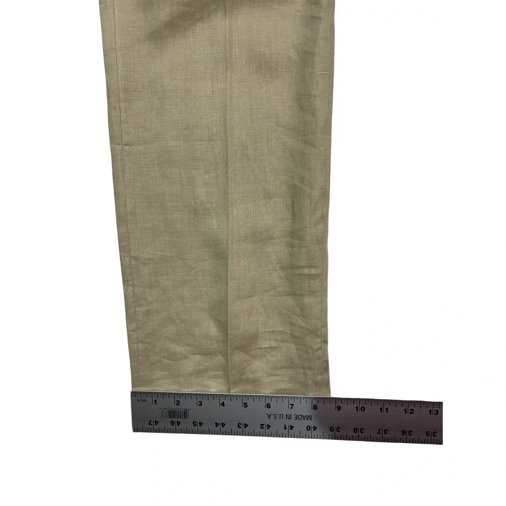 Calvin Klein 42L 34x36 Tan 2pc Pant Suit 100% Linen Lightweight Flat Front Mens